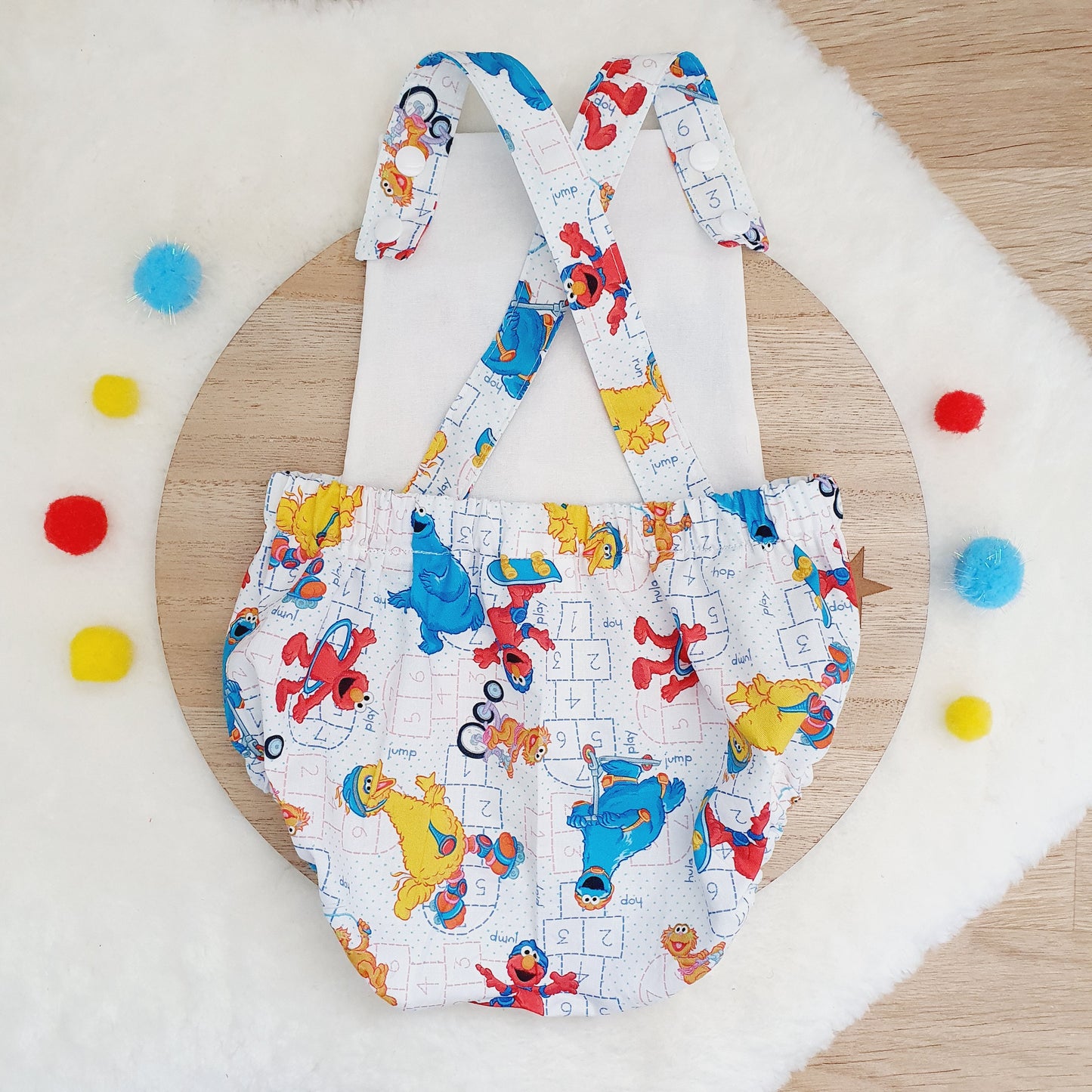 SESAME STREET print Baby Romper, Size 0