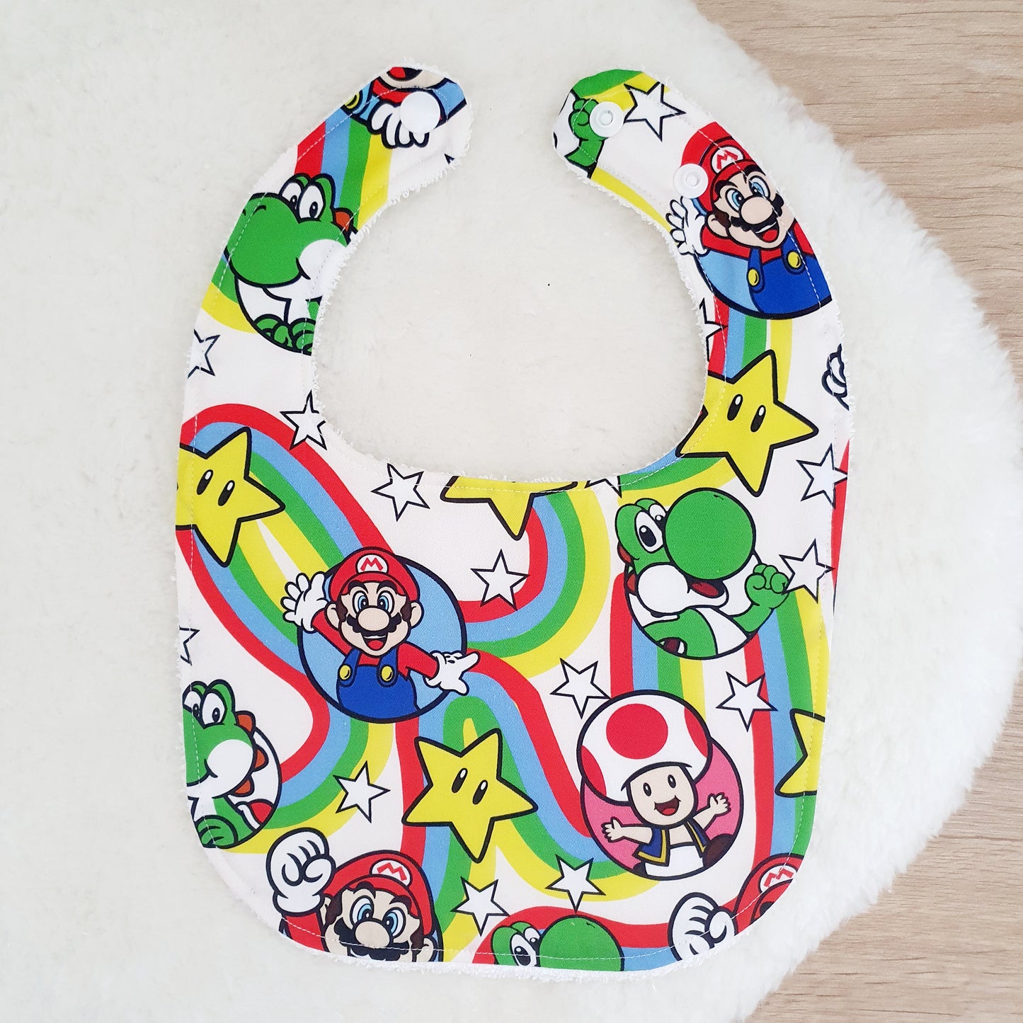 MARIO print Bib, Handmade Baby Bib, Feeding Bib