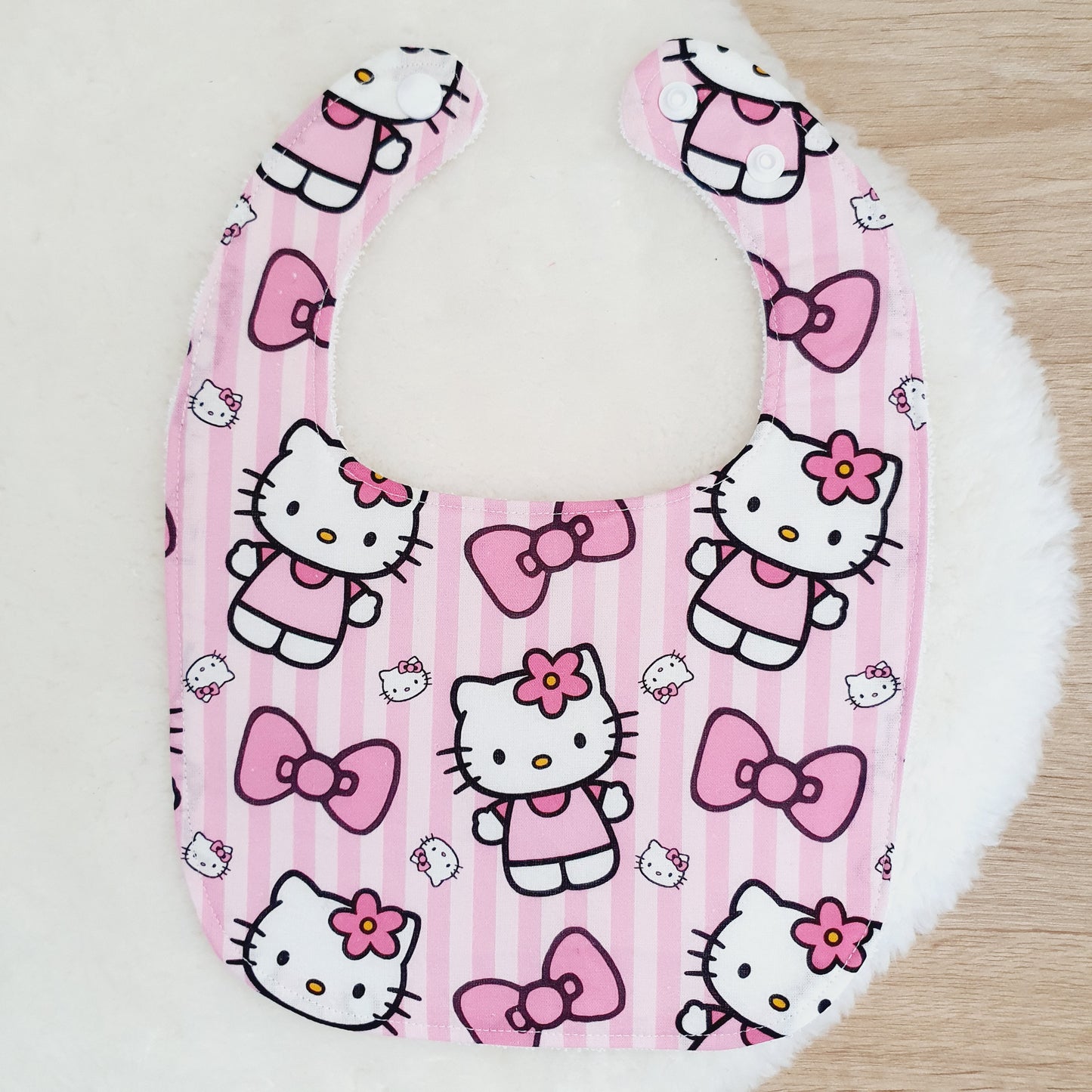 Hello Kitty print Bib, Handmade Baby Bib, Feeding Bib