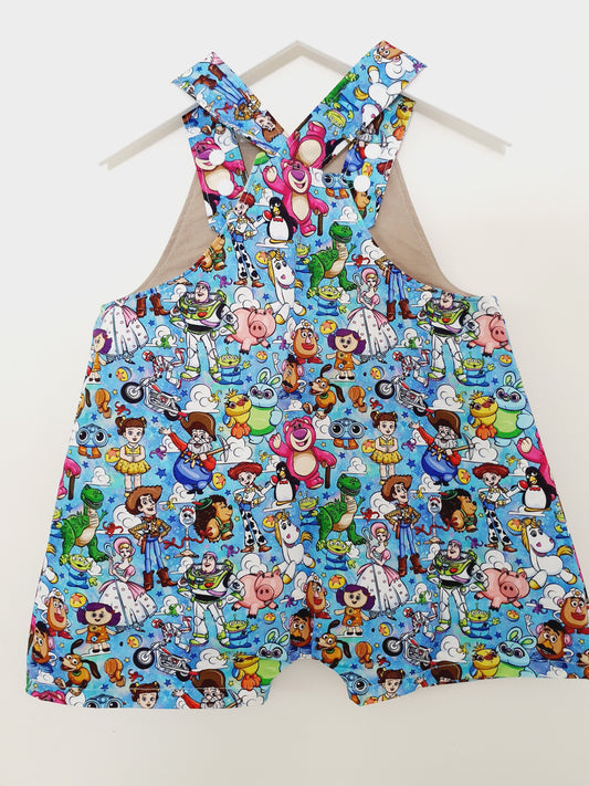 TOY STORY print Overalls, Baby / Toddler Overalls, Short Leg Romper, Size 2