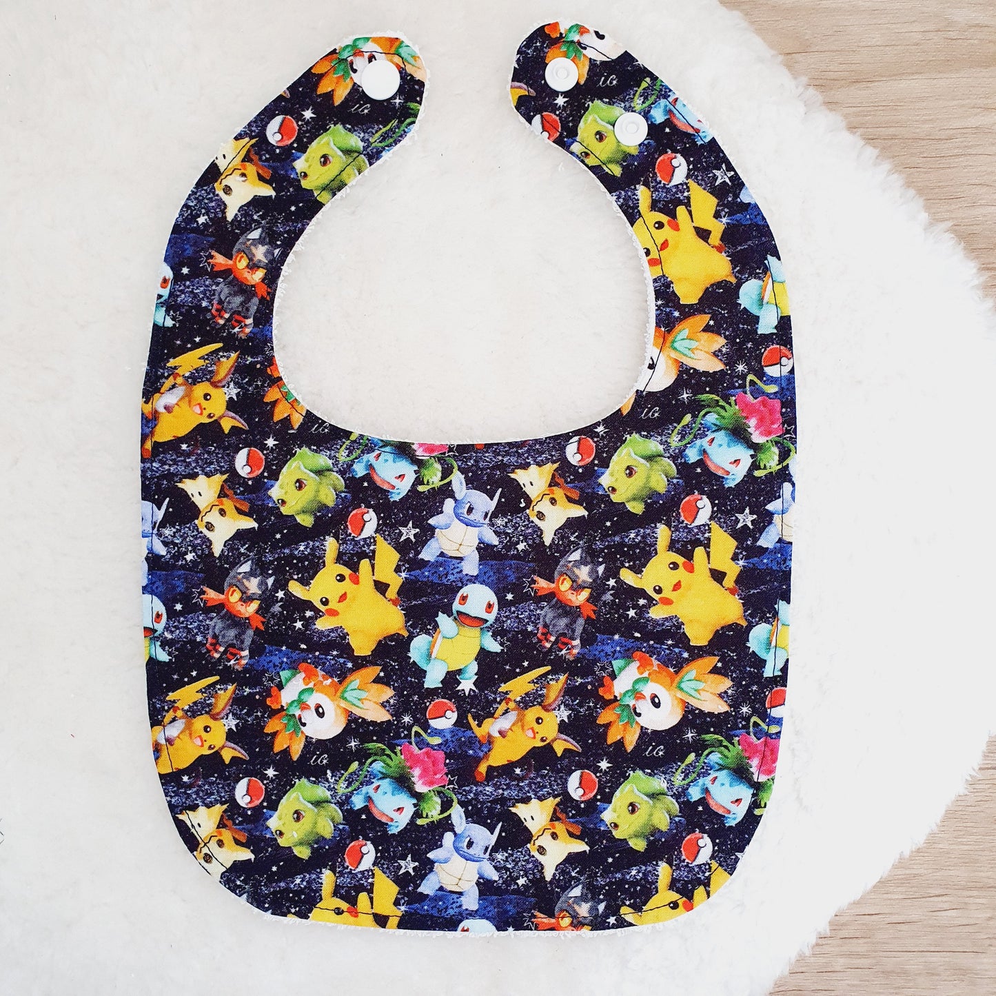 POKEMON print Bib, Handmade Baby Bib, Feeding Bib