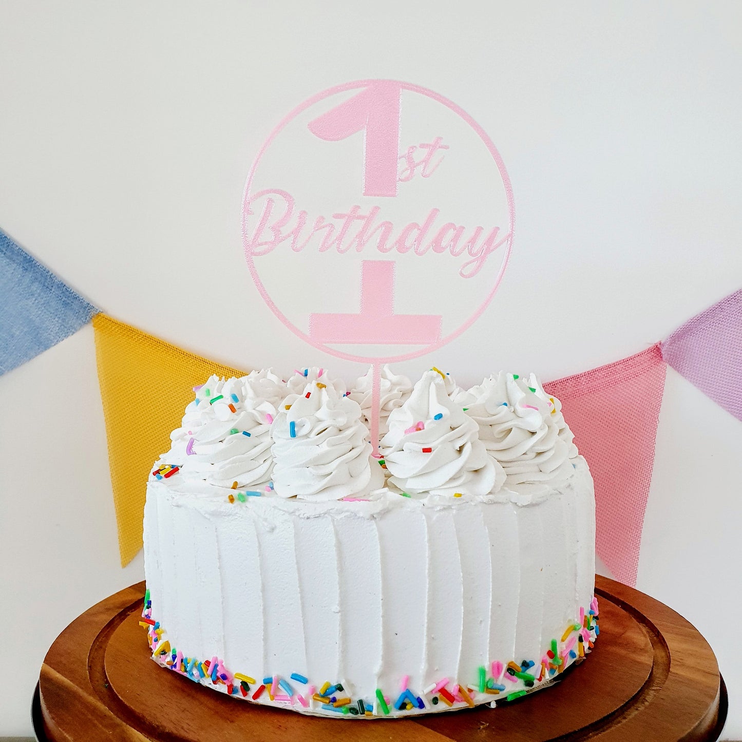 1st Birthday Cake Topper - Light Pink