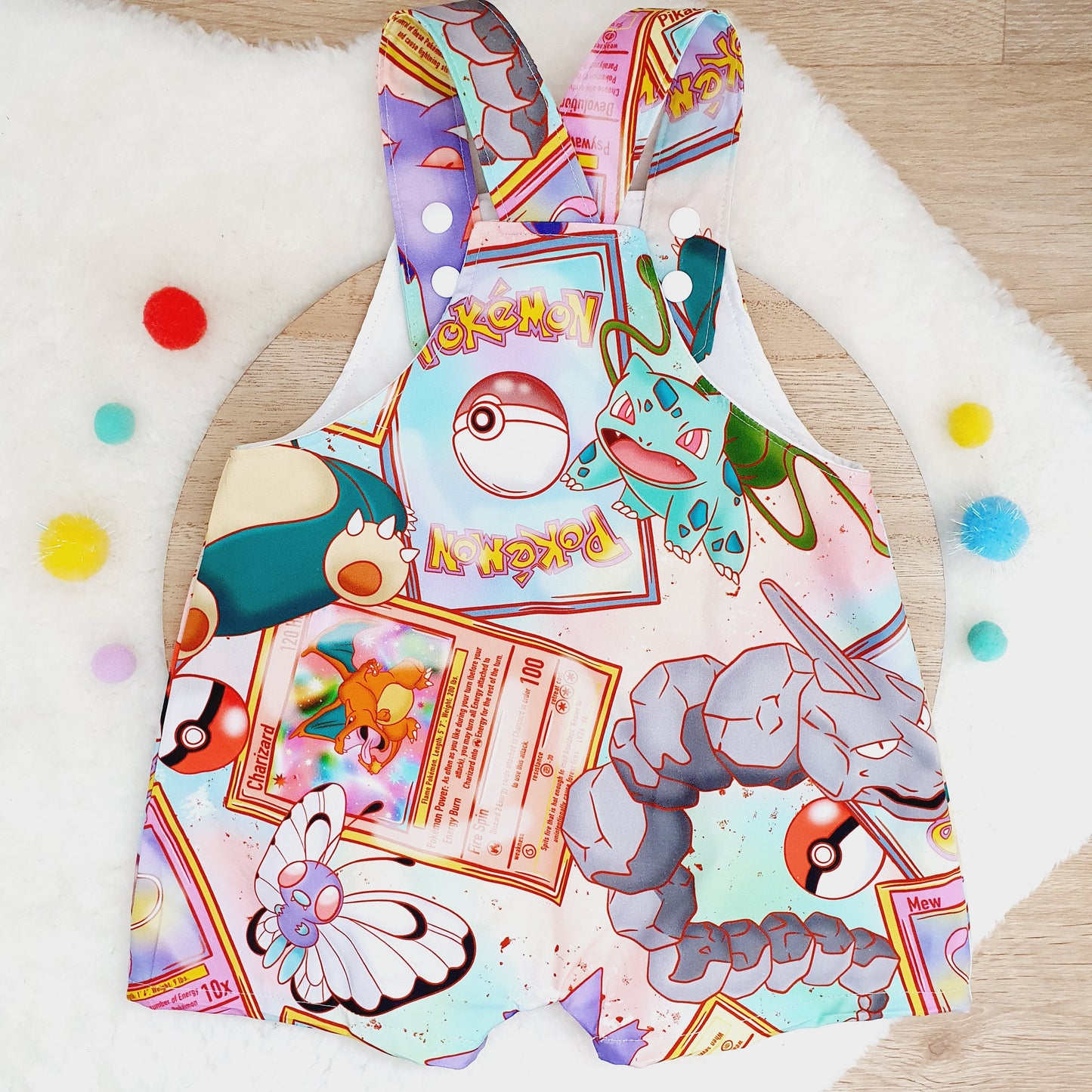 POKEMON print Overalls, Baby Overalls, Short Leg Romper, Size 1