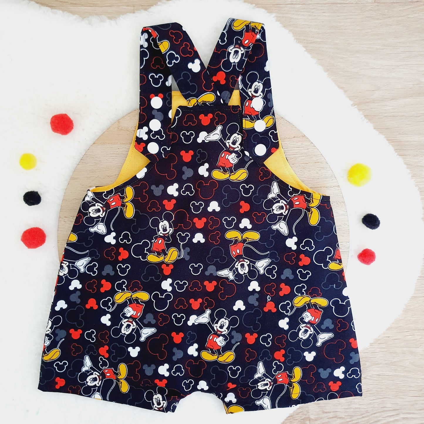 MOUSE print Overalls, Baby Overalls, Short Leg Romper, Size 1