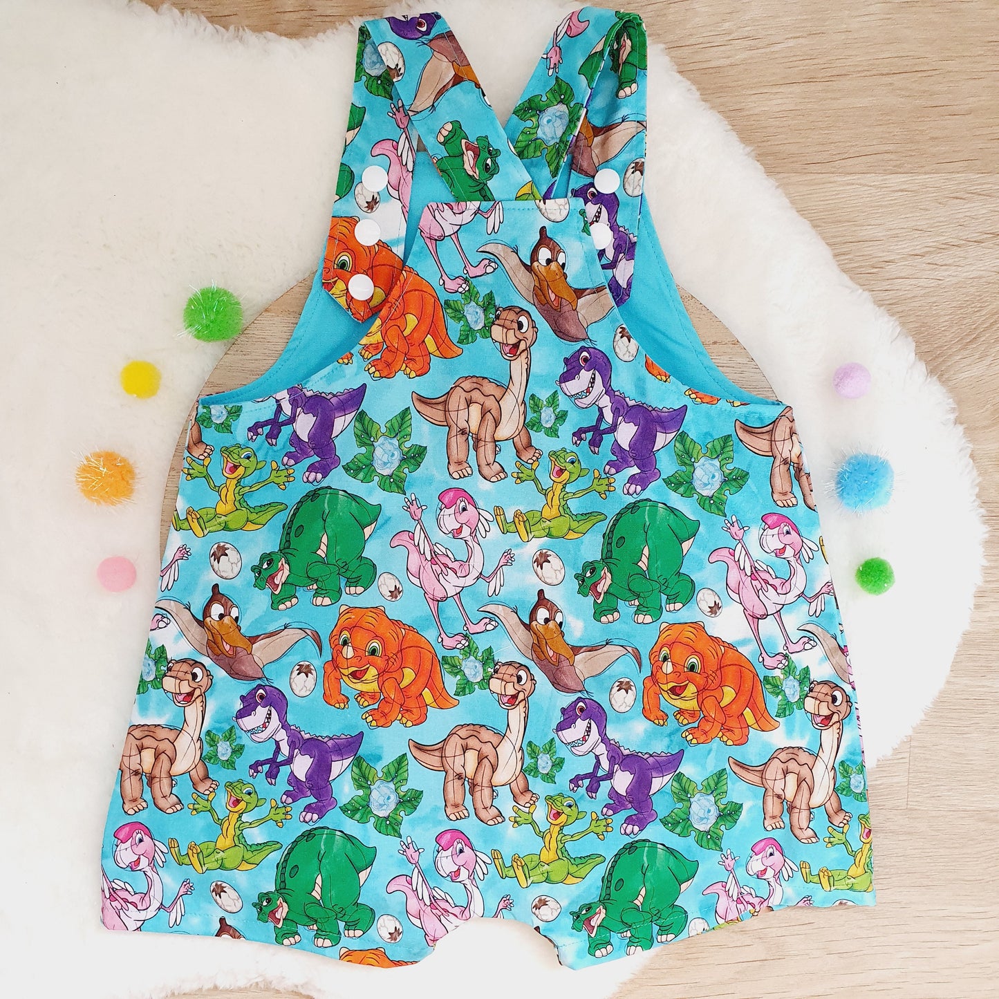 DINOSAURS print Overalls, Baby / Toddler Overalls, Short Leg Romper, Size 2