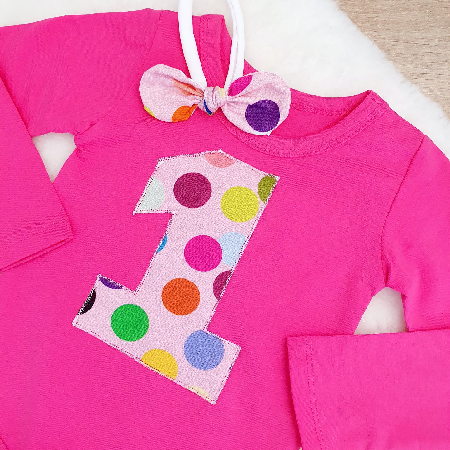 Girls 1st Birthday Long Sleeve Bodysuit & Headband Set, Size 0