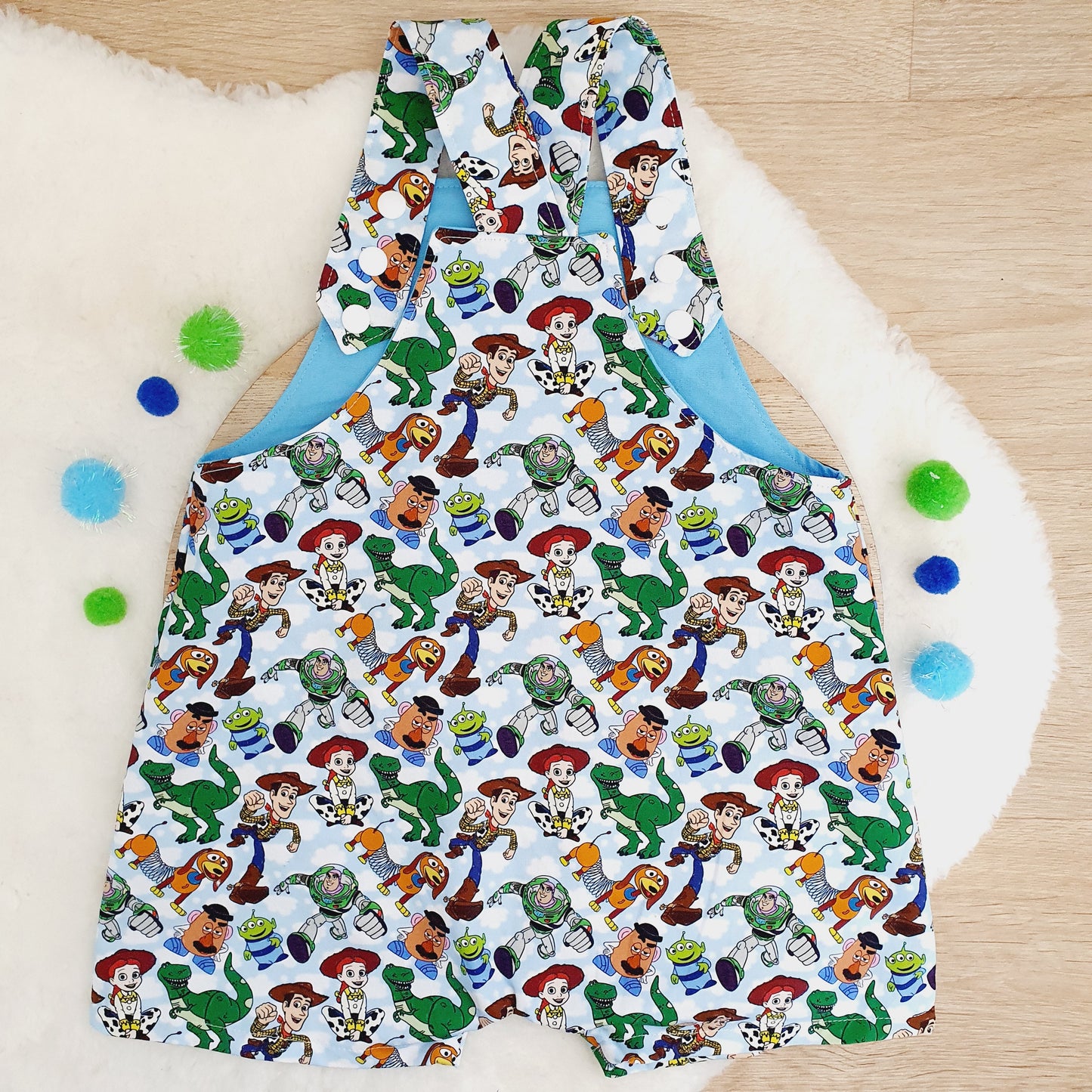 TOY STORY print Overalls, Baby / Toddler Overalls, Short Leg Romper, Size 2