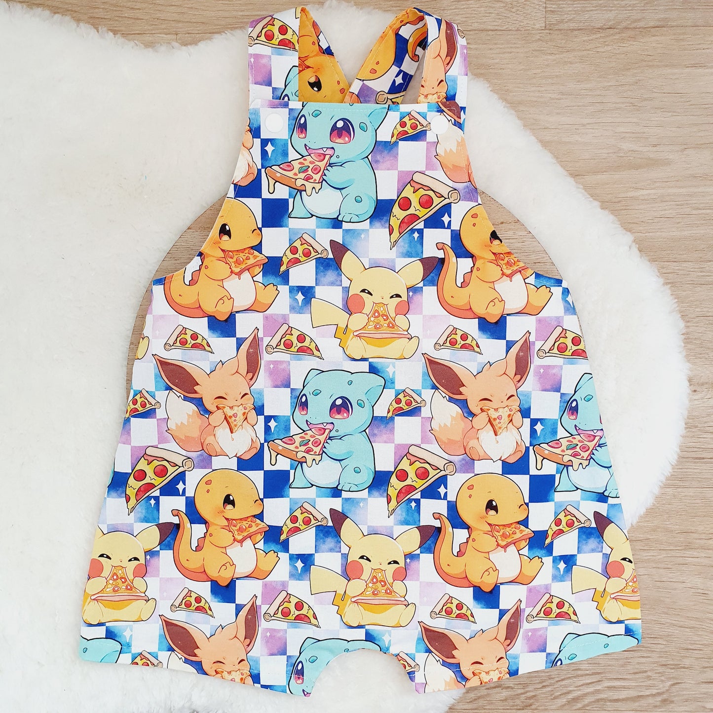 POKEMON print Overalls, Baby / Toddler Overalls, Short Leg Romper, Size 2