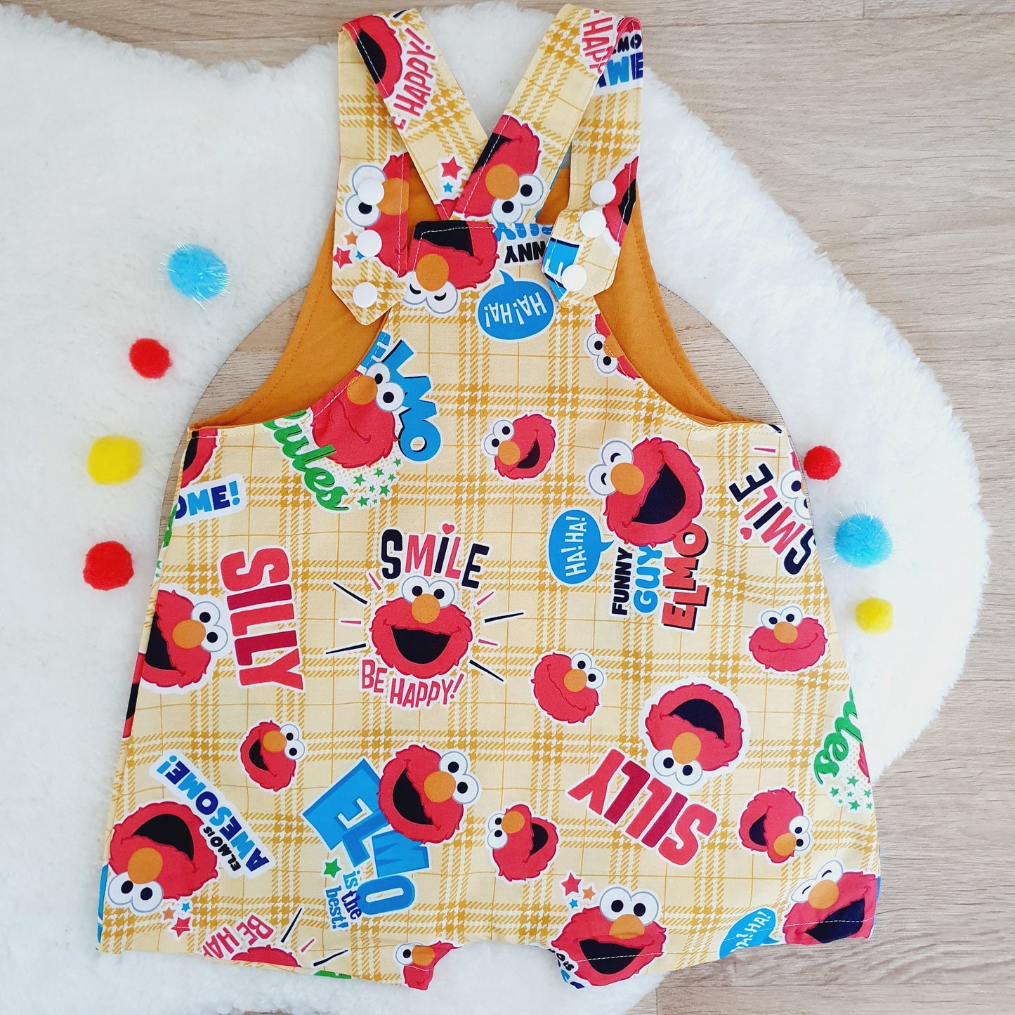 ELMO print Overalls, Baby / Toddler Overalls, Short Leg Romper, Size 2
