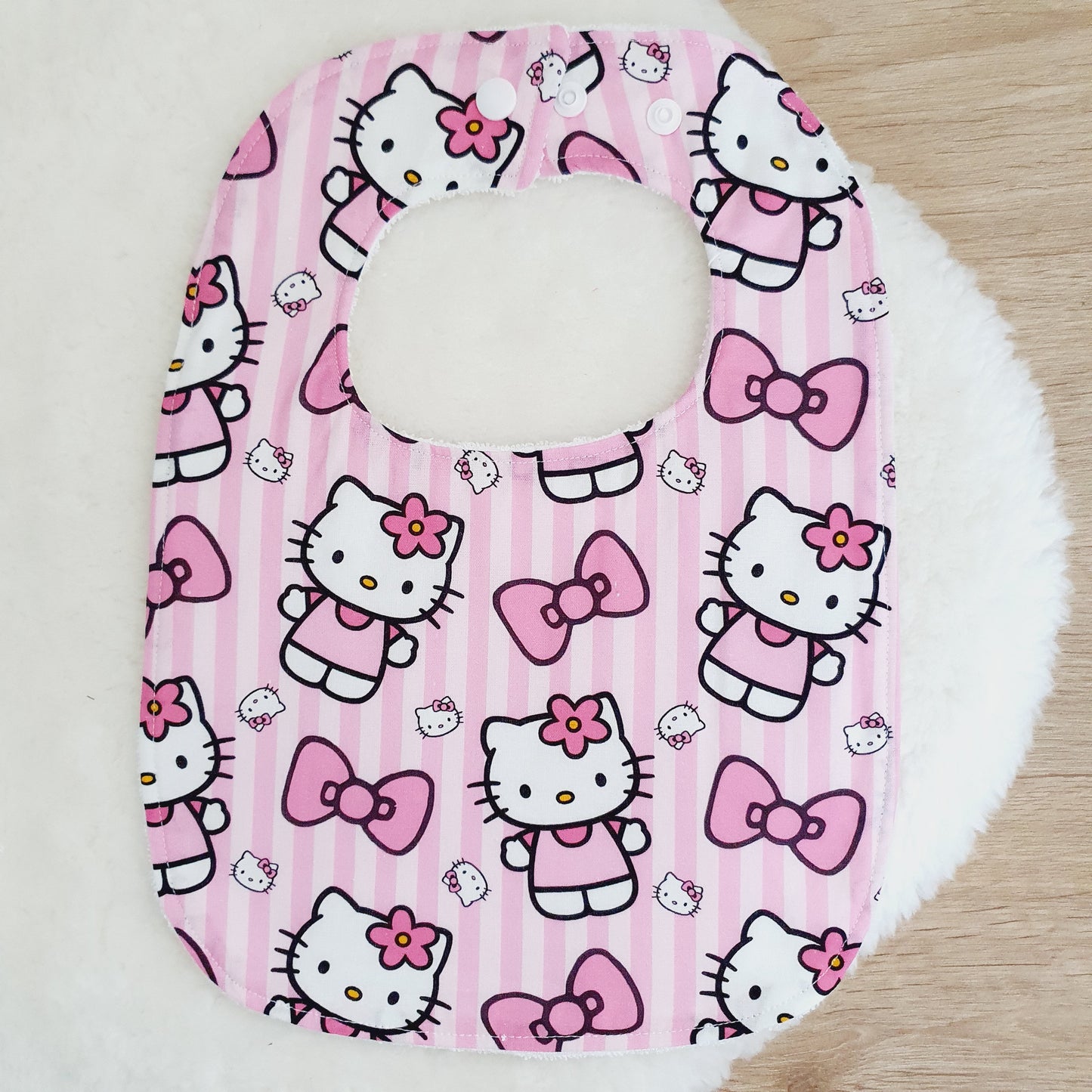 Hello Kitty print Bib, Handmade Baby Bib, Large Feeding Bib