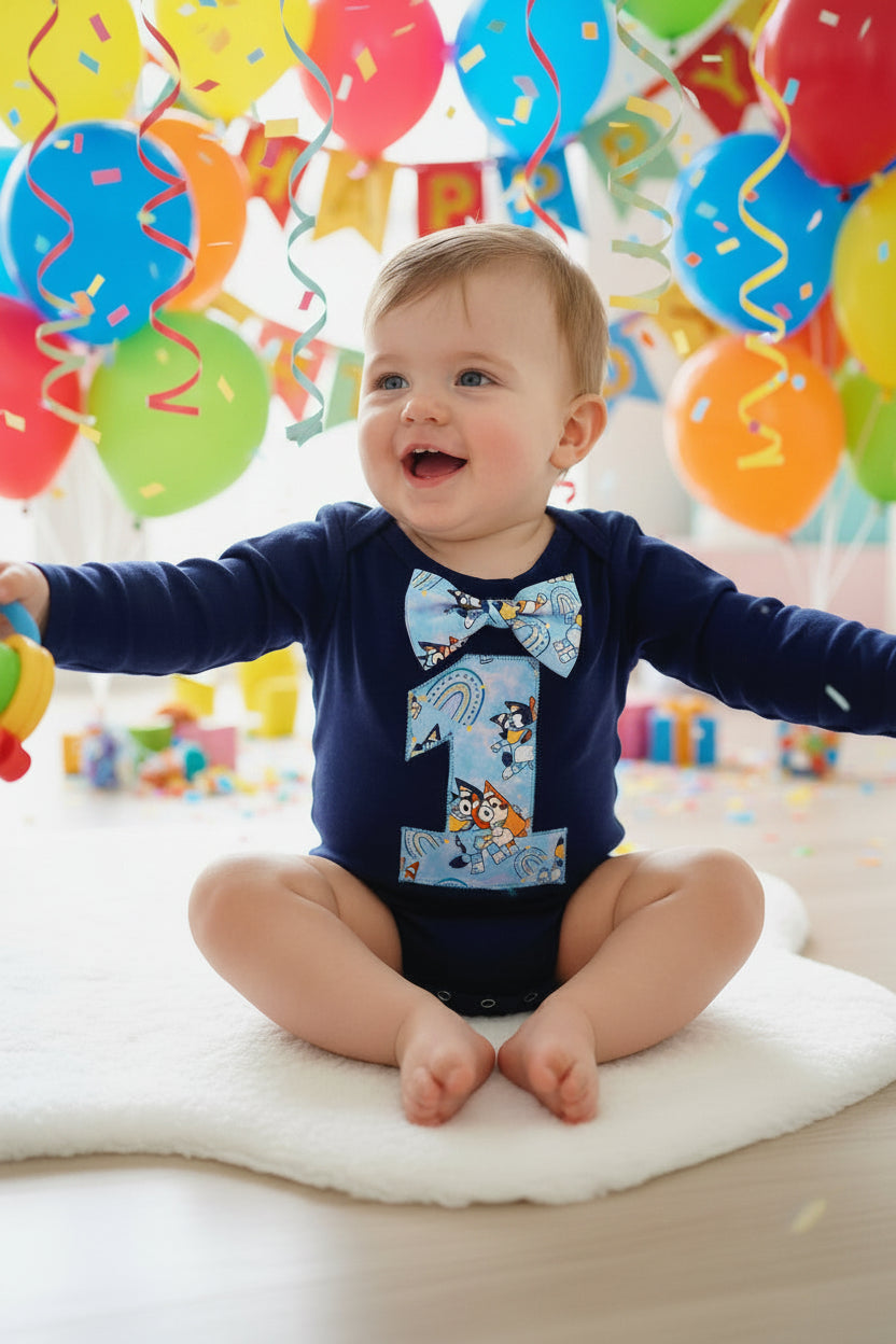 DOGS Boys 1st Birthday Long Sleeve Bodysuit, Size 2