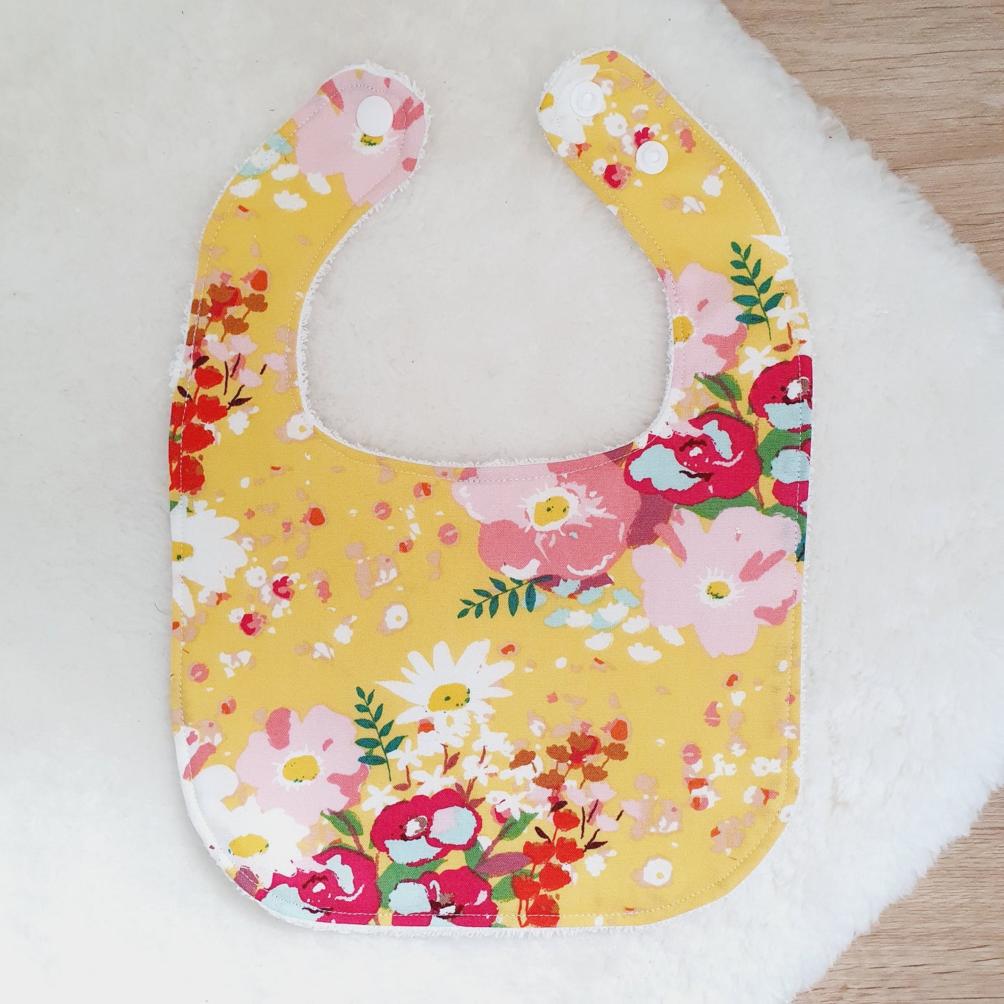 YELLOW FLORAL Bib, Handmade Baby Bib, Feeding Bib