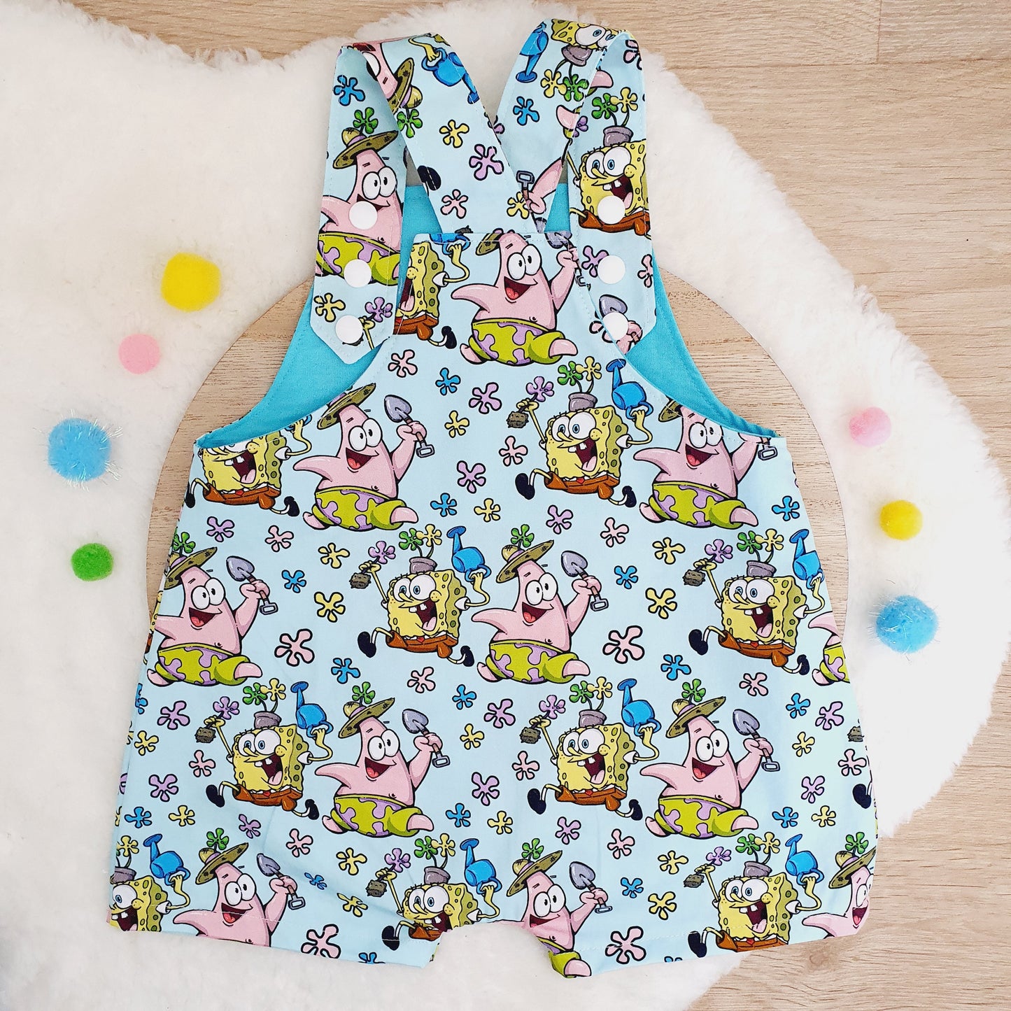 SPONGEBOB print Overalls, Baby Overalls, Short Leg Romper, Size 1