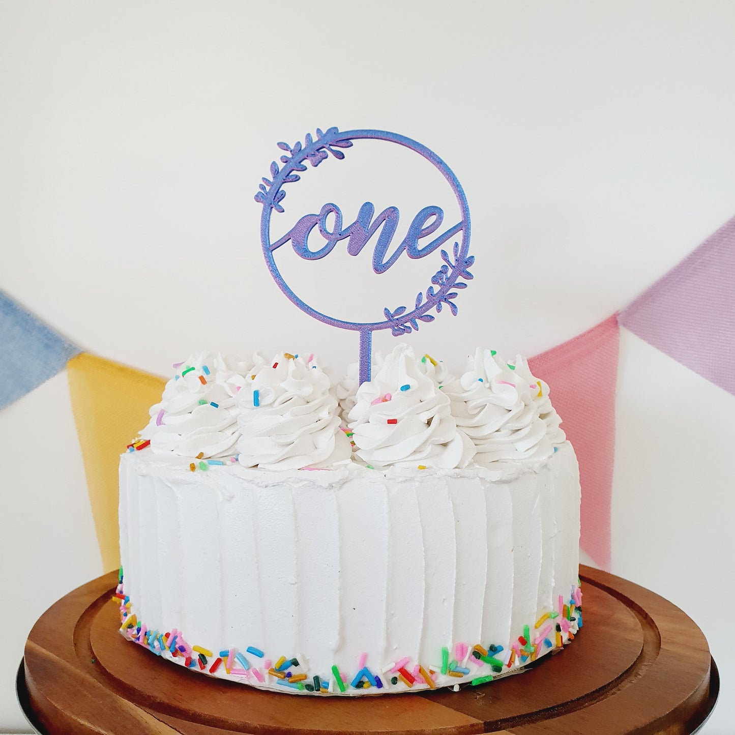 ONE Cake Topper - Pink/ Blue