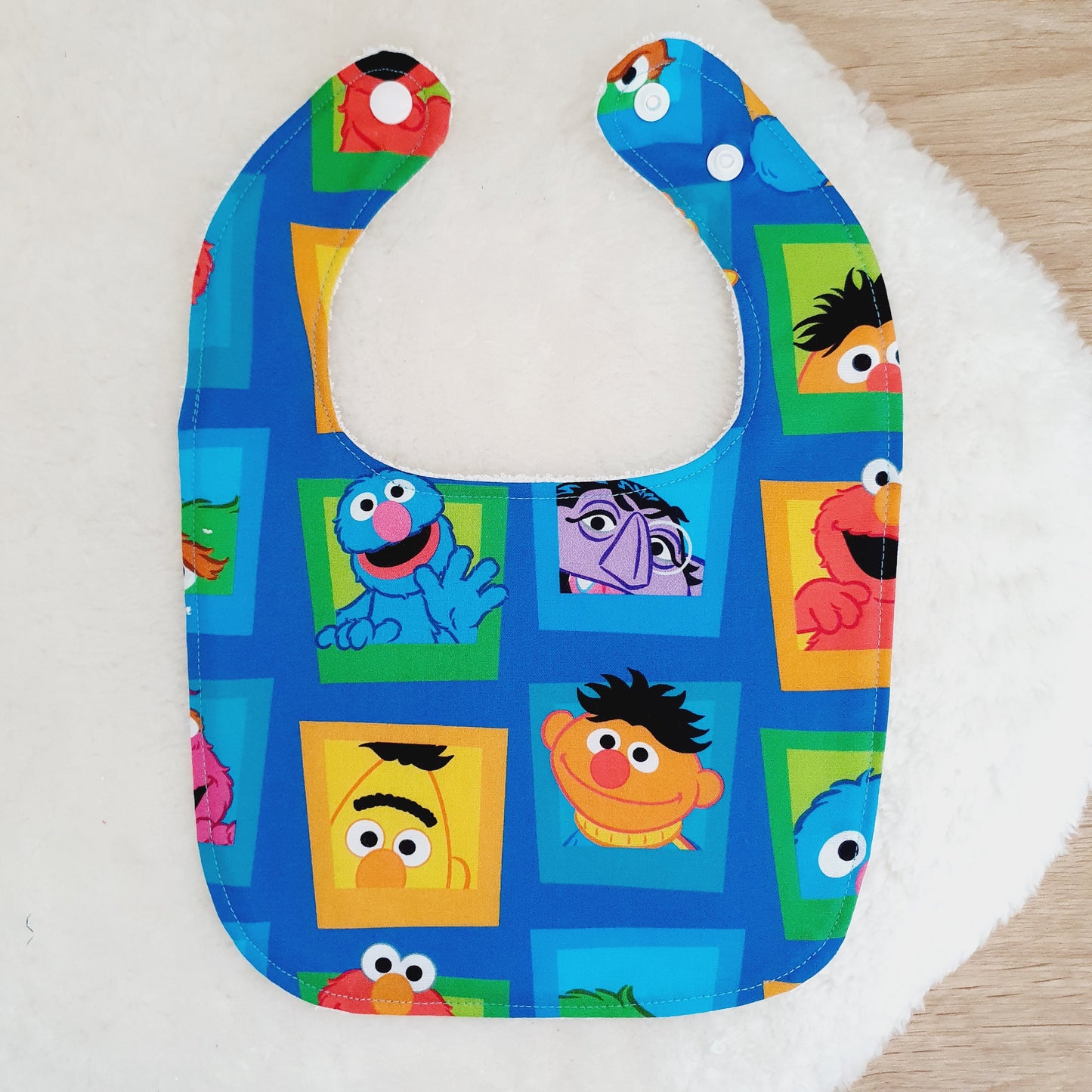 SESAME STREET print Bib, Handmade Baby Bib, Feeding Bib