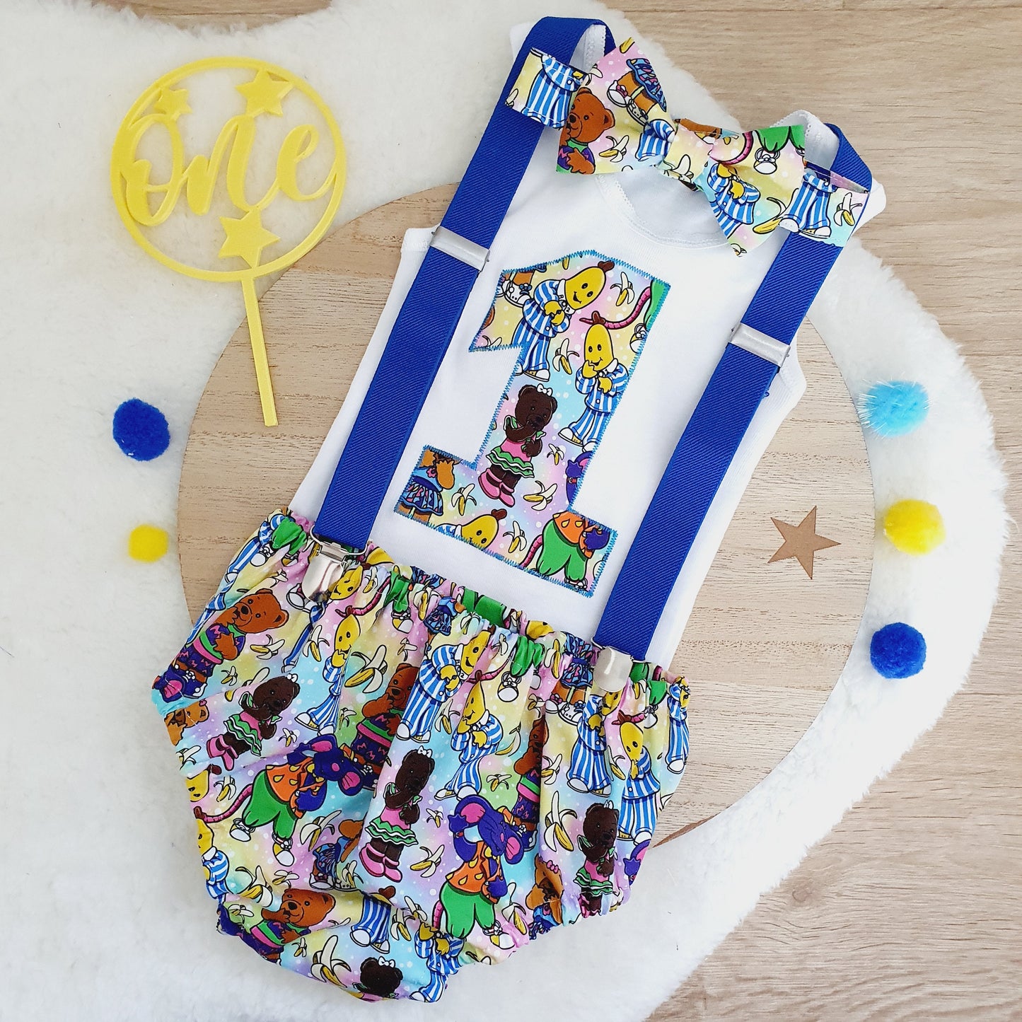 BANANAS print Boys 1st Birthday Outfit, Size 1