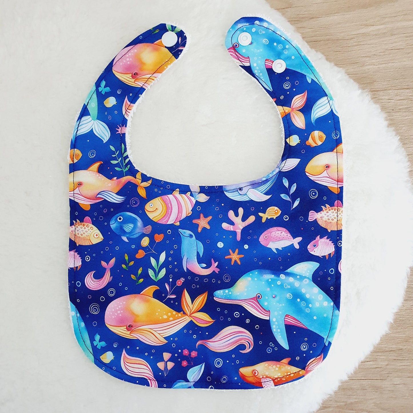 UNDERWATER print Bib, Handmade Baby Bib, Feeding Bib