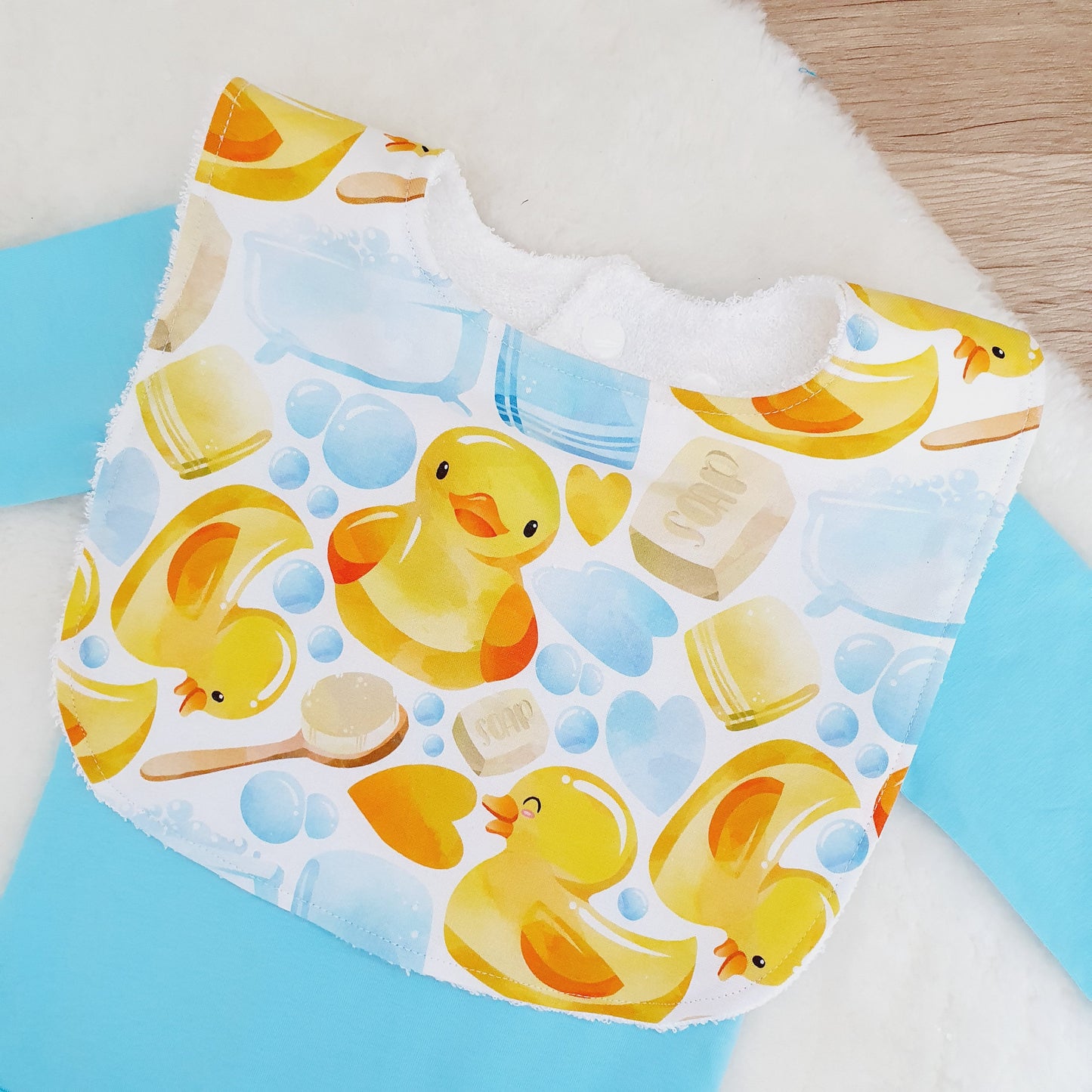 Duck Bib, Handmade Baby Bib, Large Feeding Bib