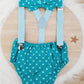 Boys Cake Smash Outfit, First Birthday Outfit, Size 0, 4 Piece Set, TEAL / PALE BLUE SPOTS