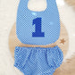 Blue First Birthday Outfit, 1st Birthday, Cake Smash Outfit, Nappy Cover & Bib Set, Size 1 - ROYAL BLUE GINGHAM