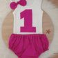 Girls Cake Smash Outfit / Girls 1st Birthday Outfit, Girls First Birthday, Size 0, Nappy Cover, Headband & Singlet Set, BERRY