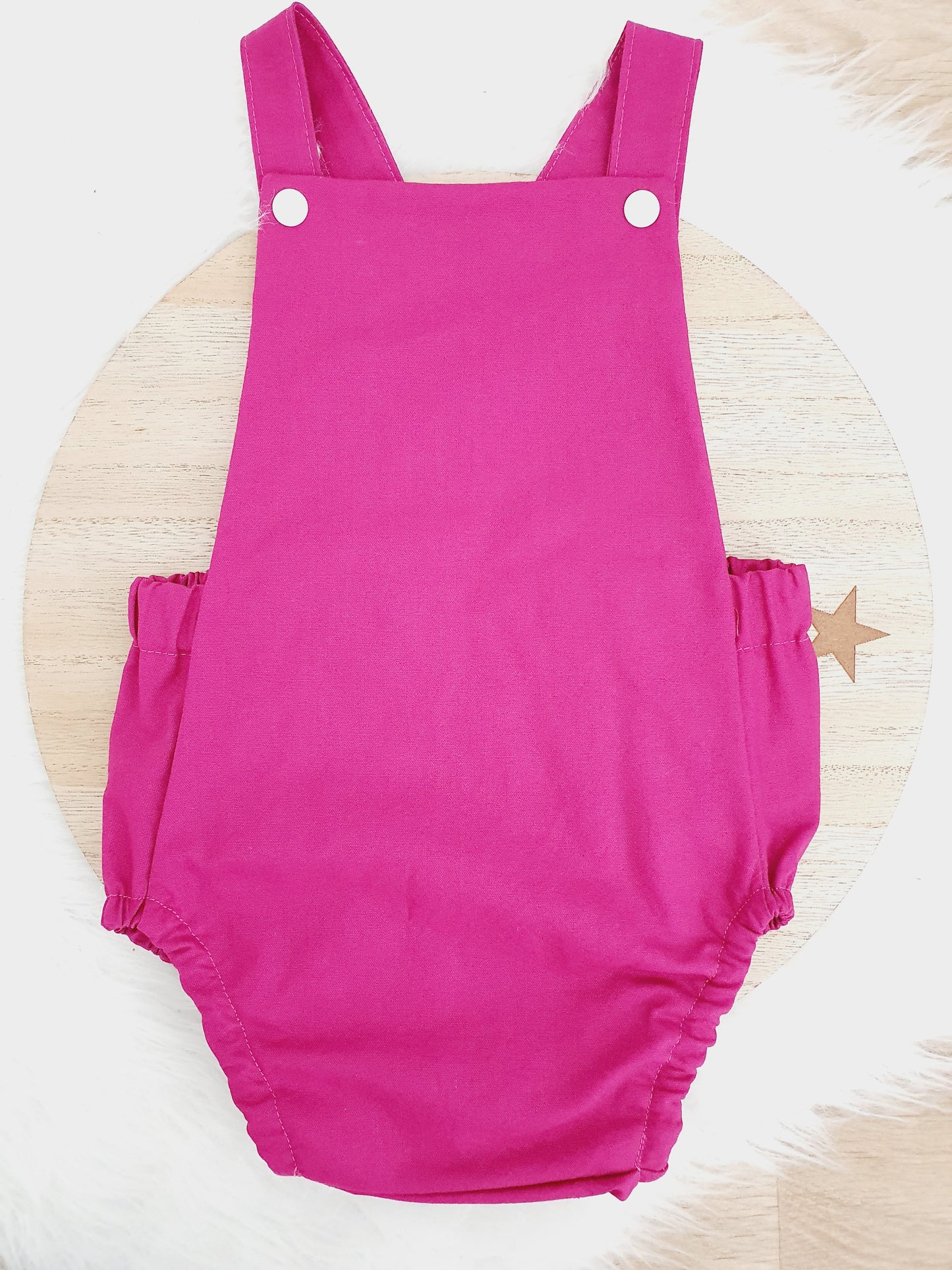 BERRY PINK Baby Romper, Handmade Baby Clothing, Size 0 - 1st Birthday Clothing / Cake Smash Outfit - BERRY, 9 - 12 months