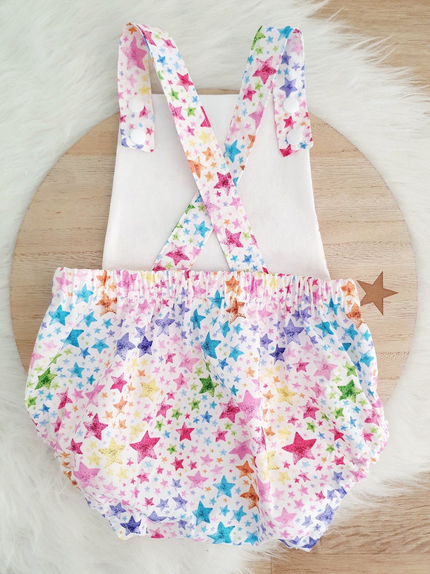 GLITTER STARS Baby Romper, Handmade Baby Clothing, Size 0 - 1st Birthday Clothing / Cake Smash Outfit - STARS, 9 - 12 months