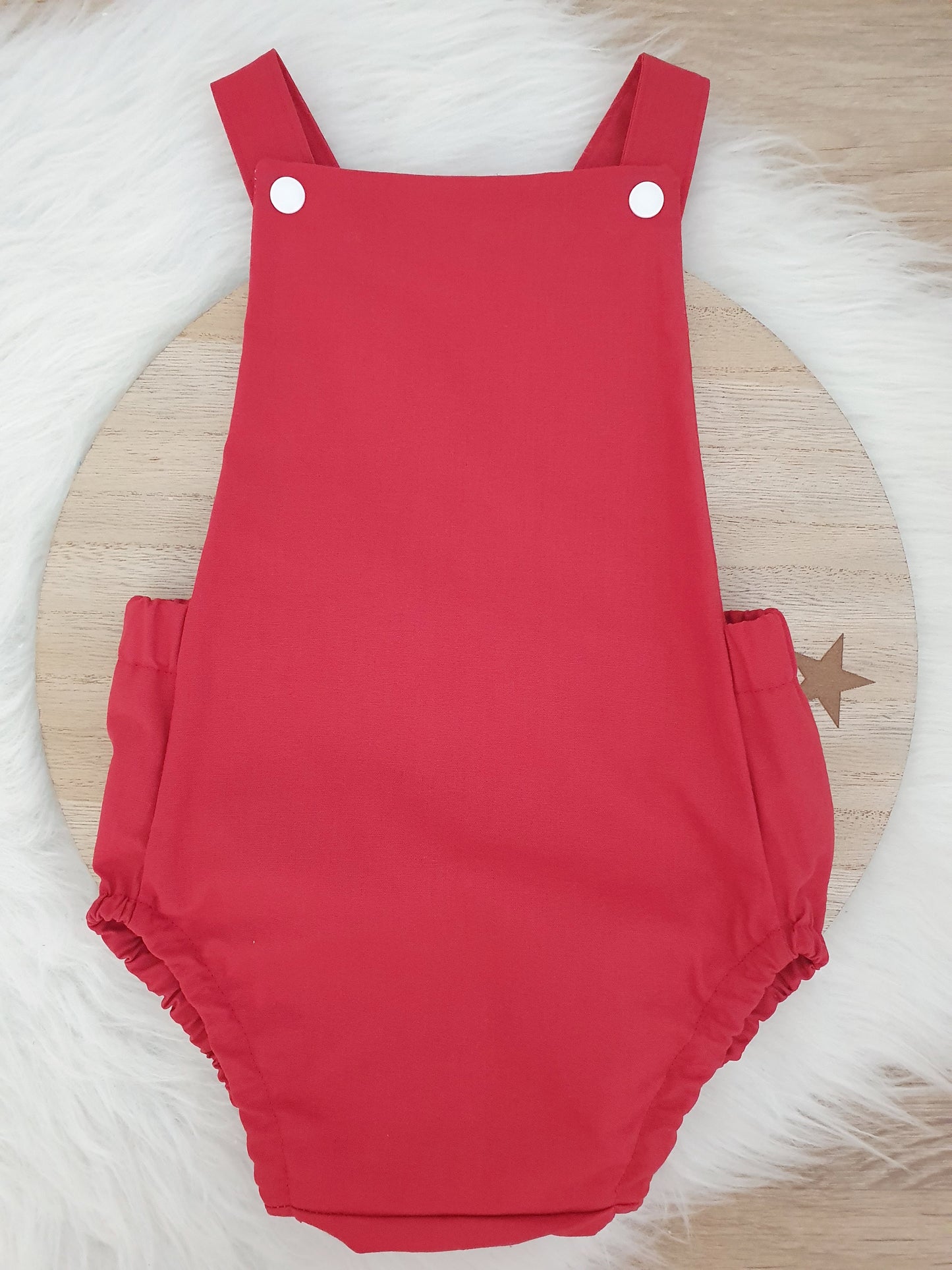 Red Baby Romper, Handmade Baby Clothing, Size 1 - 1st Birthday Clothing / Cake Smash Outfit - BRICK RED, 12 - 18 months