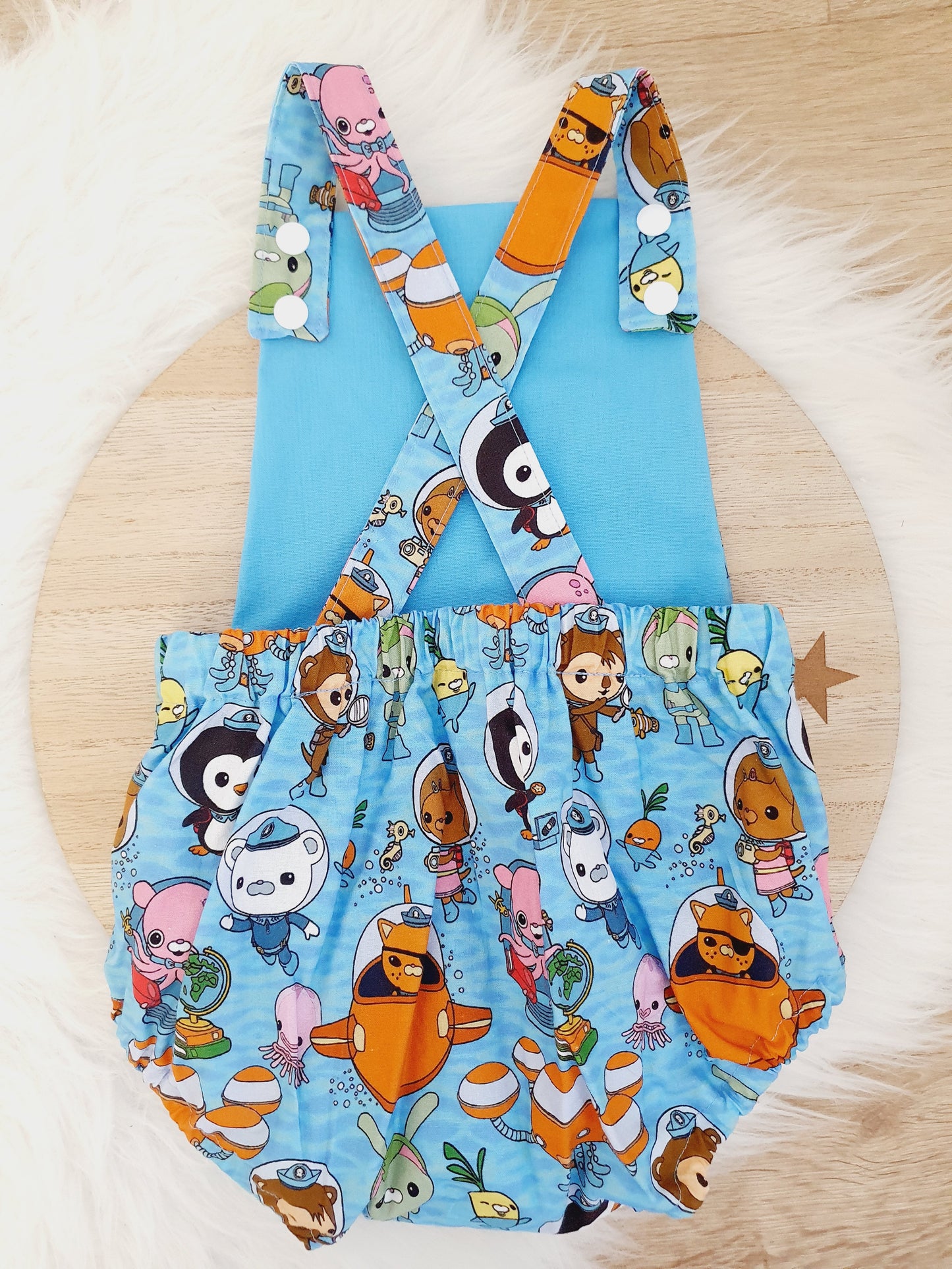 OCTONAUTS PRINT Baby Romper, Handmade Baby Clothing, Size 1 - 1st Birthday Clothing / Cake Smash Outfit, 12 - 18 months
