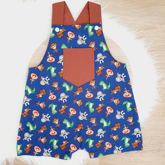 TOY STORY print Overalls, Baby / Toddler Overalls, Short Leg Romper / Birthday / Cake Smash Outfit, Size 2