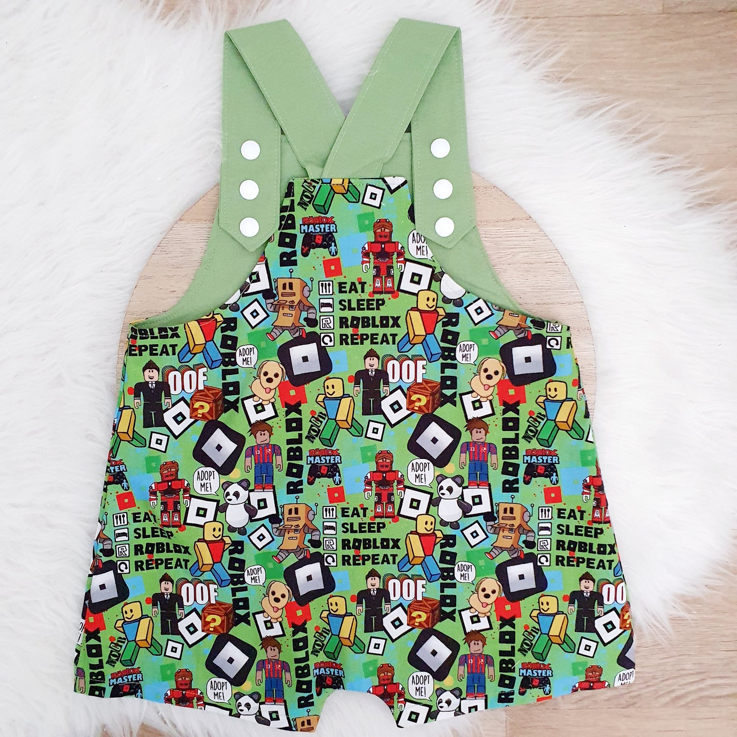 ROBLOX print Overalls, Baby / Toddler Overalls, Short Leg Romper / Birthday / Cake Smash Outfit, Size 2
