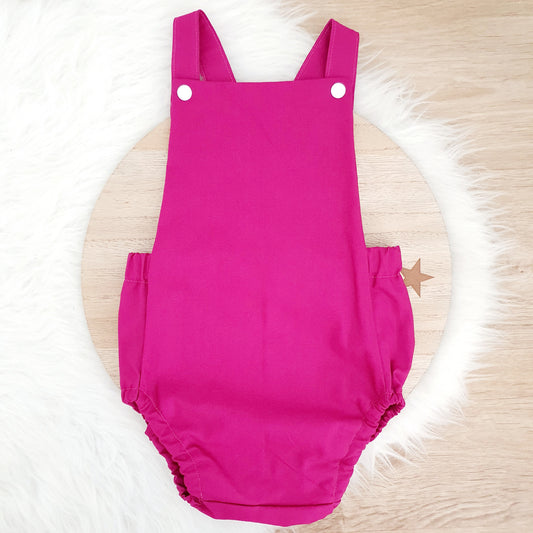 BERRY PINK Baby Romper, Handmade Baby Clothing, Size 1 - 1st Birthday Clothing / Cake Smash Outfit - BERRY, 12 - 18 months