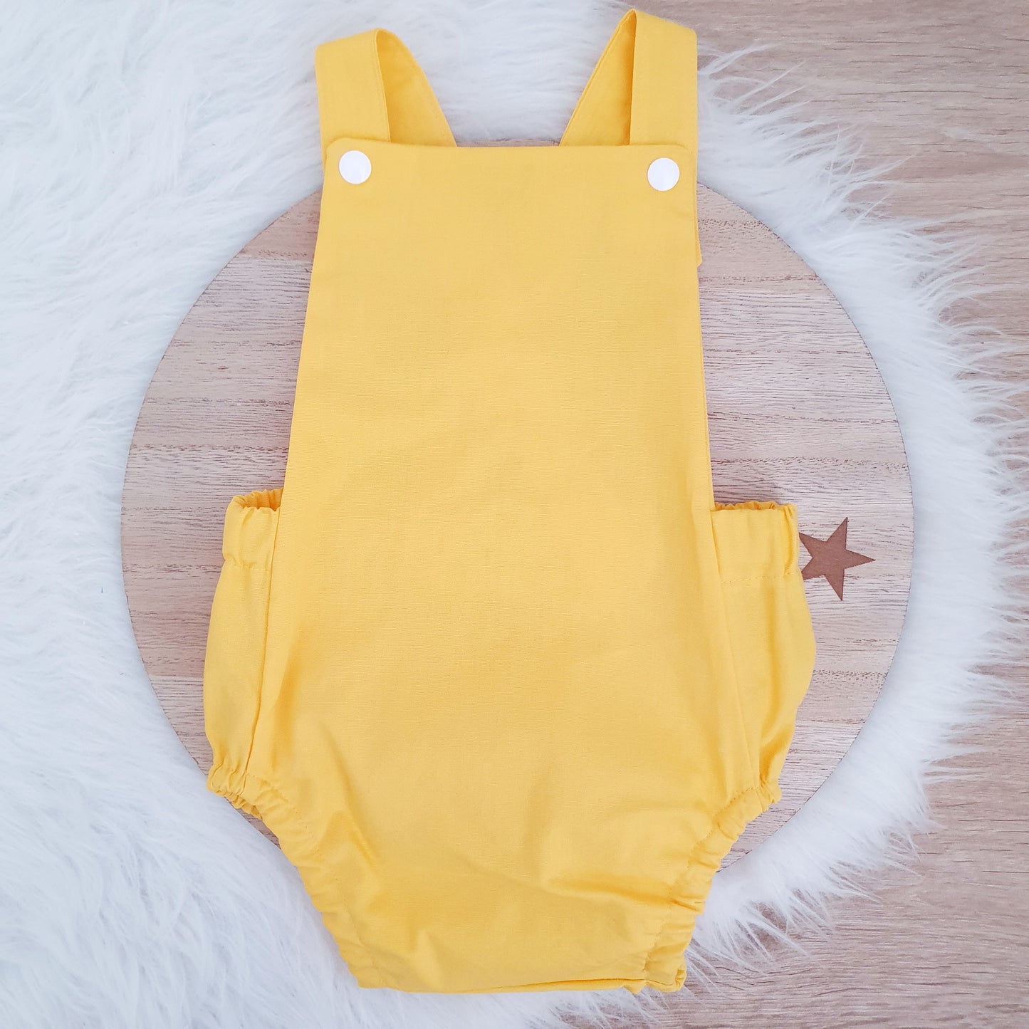 YELLOW Baby Romper, Handmade Baby Clothing, Size 0 - 1st Birthday Clothing / Cake Smash Outfit - YELLOW, 9 - 12 months