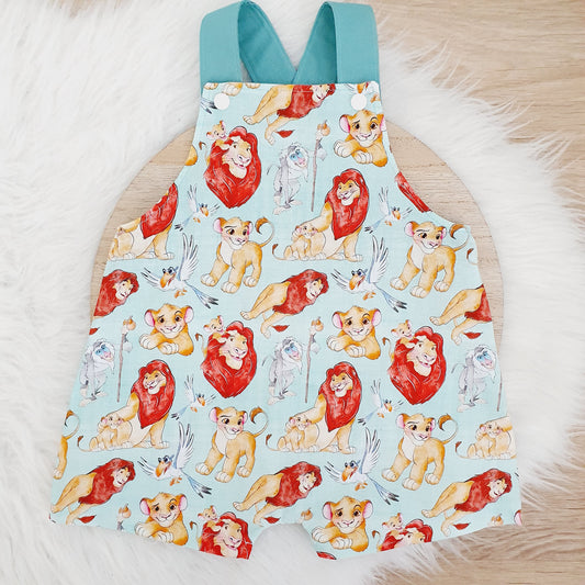 LION KING print Overalls, Baby Overalls, Short Leg Romper / 1st Birthday / Cake Smash Outfit, Size 1