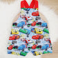 CARS print Overalls, Baby / Toddler Overalls, Short Leg Romper / Birthday / Cake Smash Outfit, Size 2