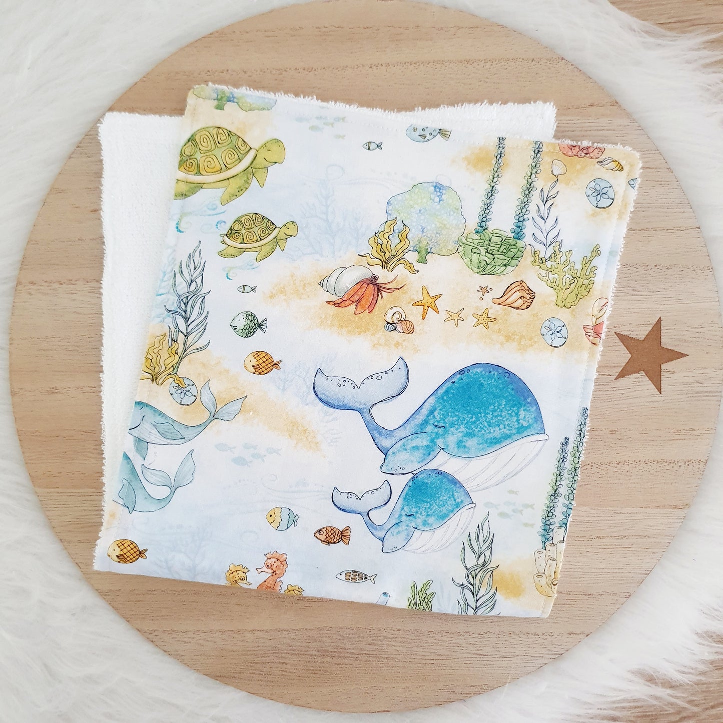 Burp Cloth | Baby Burp Cloths | Baby Shower Gift | Bamboo Backed Ultra Absorbent Towelling - WHALE