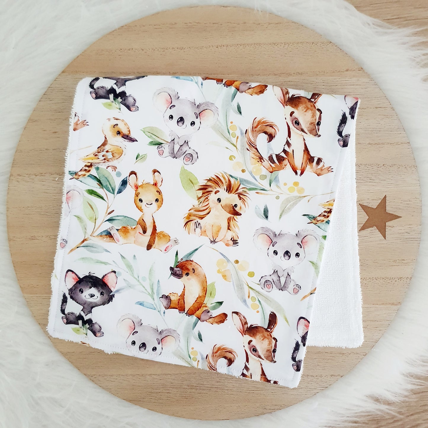 Burp Cloth | Baby Burp Cloths | Baby Shower Gift | Bamboo Backed Ultra Absorbent Towelling - AUSSIE ANIMALS