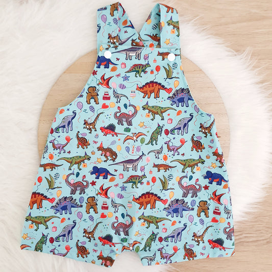 DINOSAUR BIRTHDAY PARTY Overalls, Baby Overalls, Short Leg Romper / 1st Birthday / Cake Smash Outfit, Size 1