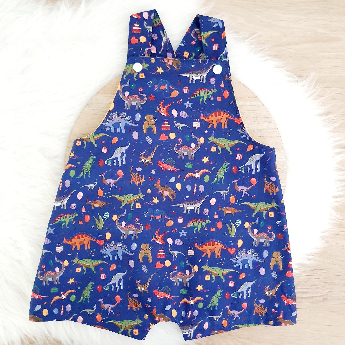 DINOSAUR BIRTHDAY PARTY Overalls, Baby / Toddler Overalls, Short Leg Romper / Birthday / Cake Smash Outfit, Size 2