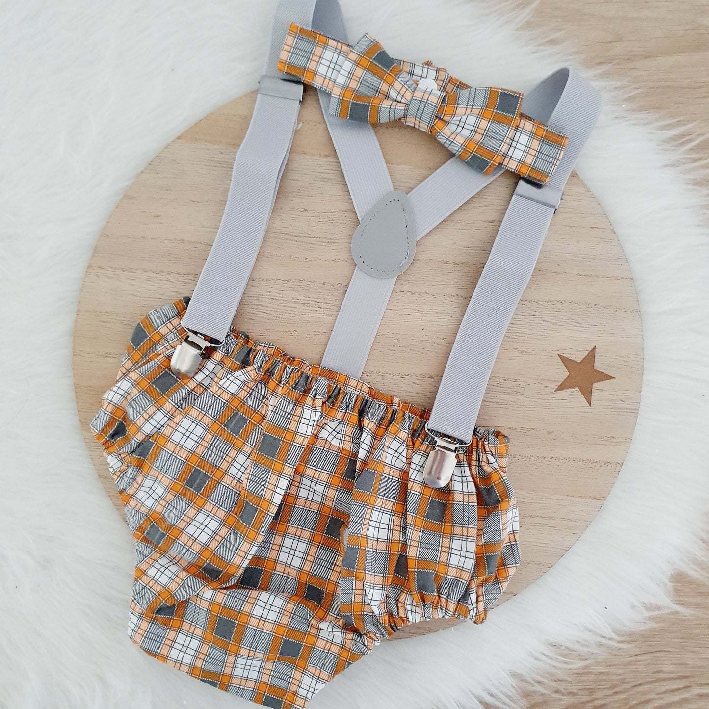 PLAID Boys Cake Smash Outfit, First Birthday Outfit, Size 0, 3 Piece Set