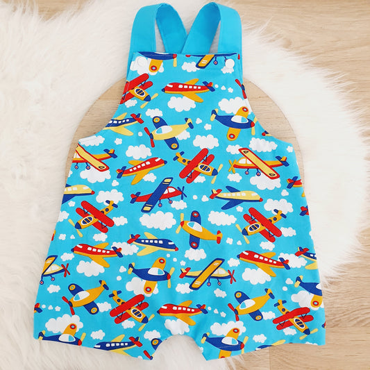 PLANES Overalls, Baby / Toddler Overalls, Short Leg Romper / Birthday / Cake Smash Outfit, Size 2