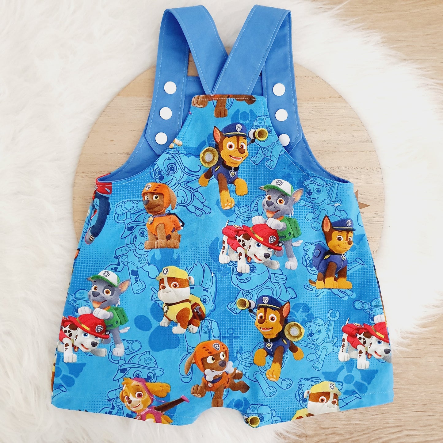 PAW PATROL print Overalls, Baby Overalls, Short Leg Romper / 1st Birthday / Cake Smash Outfit, Size 1
