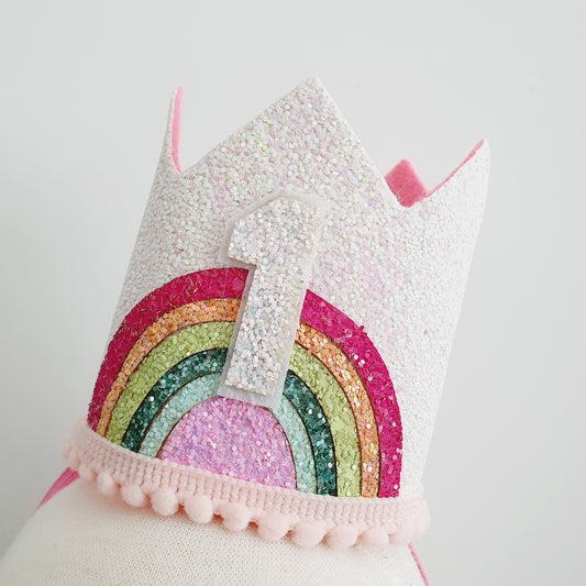 1st Birthday Crown / Party Hat / Headband - RAINBOW