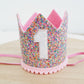 1st Birthday Crown / Party Hat / Headband - RAINBOW GLITTER
