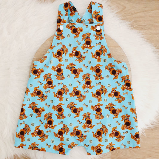 SCOOBS print Overalls, Baby / Toddler Overalls, Short Leg Romper / Birthday / Cake Smash Outfit, Size 2
