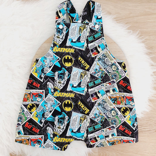 BATMAN print Overalls, Baby / Toddler Overalls, Short Leg Romper / Birthday / Cake Smash Outfit, Size 2