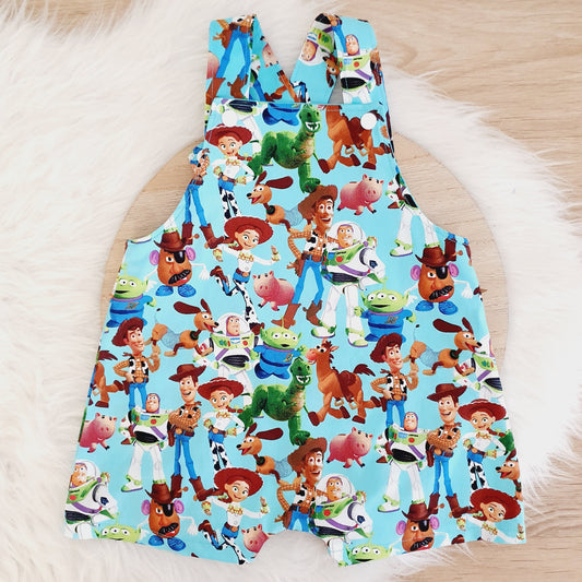 TOY STORY print Overalls, Baby Overalls, Short Leg Romper / 1st Birthday / Cake Smash Outfit, Size 1