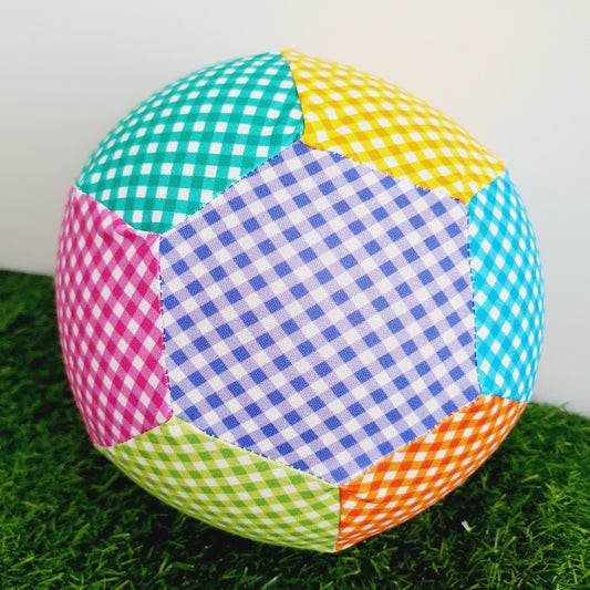 COLOURFUL GINGHAM Balloon Ball Cover - Balloon Balls - Sensory Baby / Toddler / Kids Balloon Play - Handmade Fabric Balloon Cover