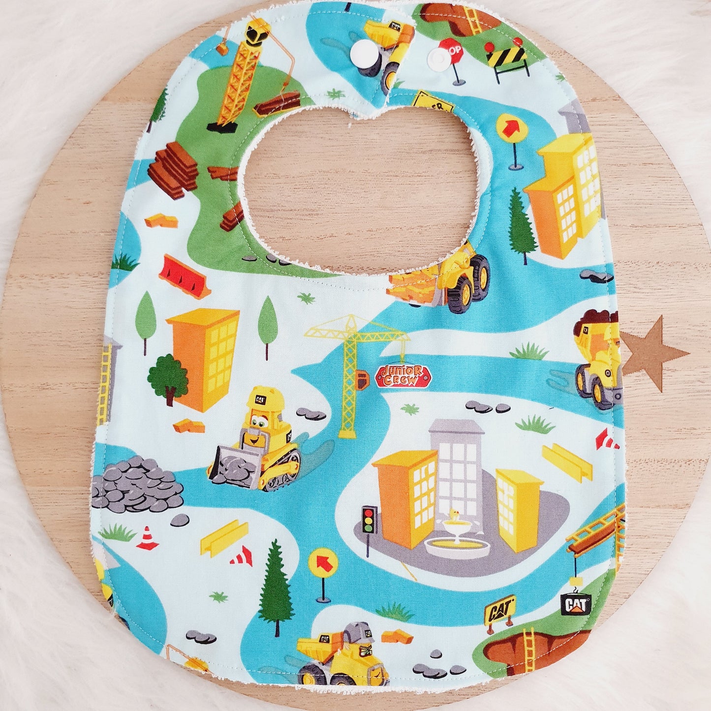 Bib, Handmade Baby Bib, Large Feeding Bib - Construction