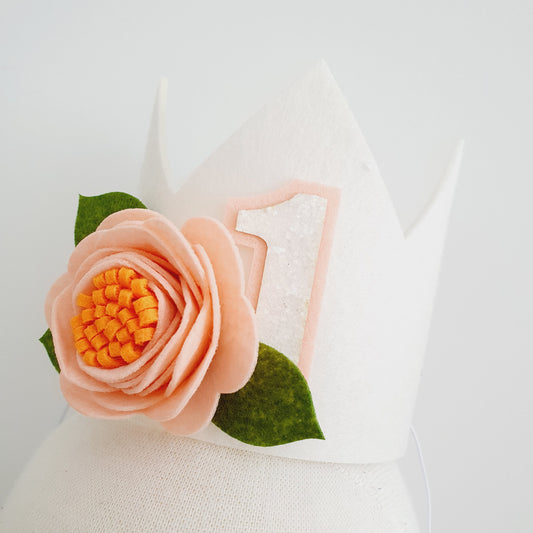 1st Birthday Crown / Party Hat / Headband - Felt Floral